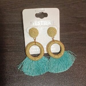 Gold and Turquoise Tassel Earrings